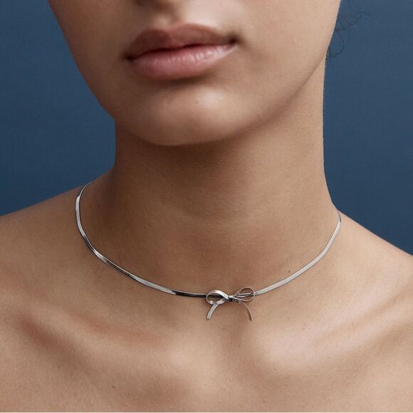Bow chain necklace N1370 - Picture 1 of 4